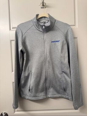 Port Authority Heather Gray Full-Zip Utility Jacket with Blue Logo